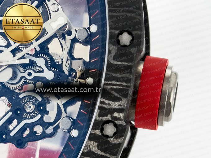 RM055 Ti/NTPT UOKF 1:1 Best Edition Black Inner Bezel Red Crown on Red Rubber Strap RMUL2 Super Clone - Görsel 11