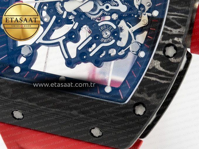 RM055 Ti/NTPT UOKF 1:1 Best Edition Black Inner Bezel Red Crown on Red Rubber Strap RMUL2 Super Clone - Görsel 12