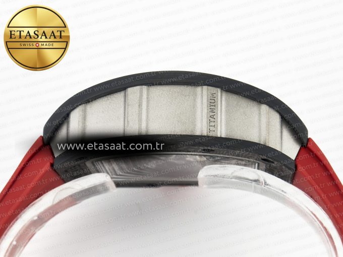 RM055 Ti/NTPT UOKF 1:1 Best Edition Black Inner Bezel Red Crown on Red Rubber Strap RMUL2 Super Clone - Görsel 13
