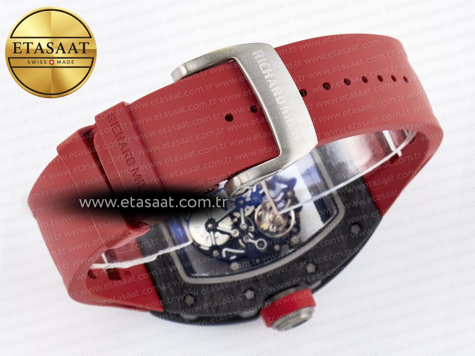 RM055 Ti/NTPT UOKF 1:1 Best Edition Black Inner Bezel Red Crown on Red Rubber Strap RMUL2 Super Clone - Görsel 15