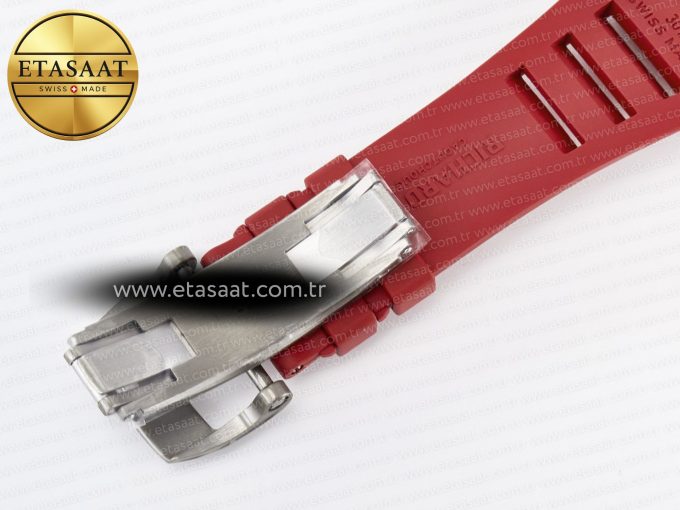 RM055 Ti/NTPT UOKF 1:1 Best Edition Black Inner Bezel Red Crown on Red Rubber Strap RMUL2 Super Clone - Görsel 21