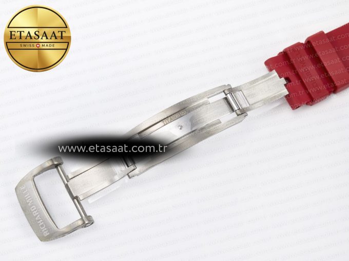 RM055 Ti/NTPT UOKF 1:1 Best Edition Black Inner Bezel Red Crown on Red Rubber Strap RMUL2 Super Clone - Görsel 23