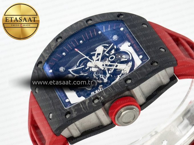 RM055 Ti/NTPT UOKF 1:1 Best Edition Black Inner Bezel Red Crown on Red Rubber Strap RMUL2 Super Clone - Görsel 6