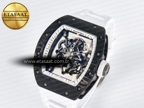 RM055 Ti/NTPT UOKF 1:1 Best Edition White/Black Inner Bezel White Crown on White Rubber Strap RMUL2 Super Clone