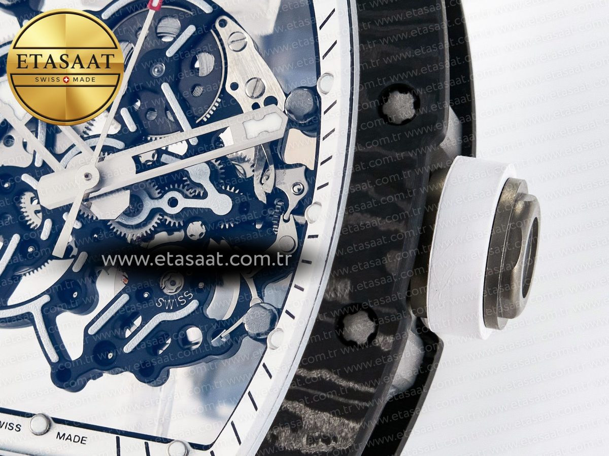 RM055 Ti/NTPT UOKF 1:1 Best Edition White/Black Inner Bezel White Crown on White Rubber Strap RMUL2 Super Clone - Görsel 11