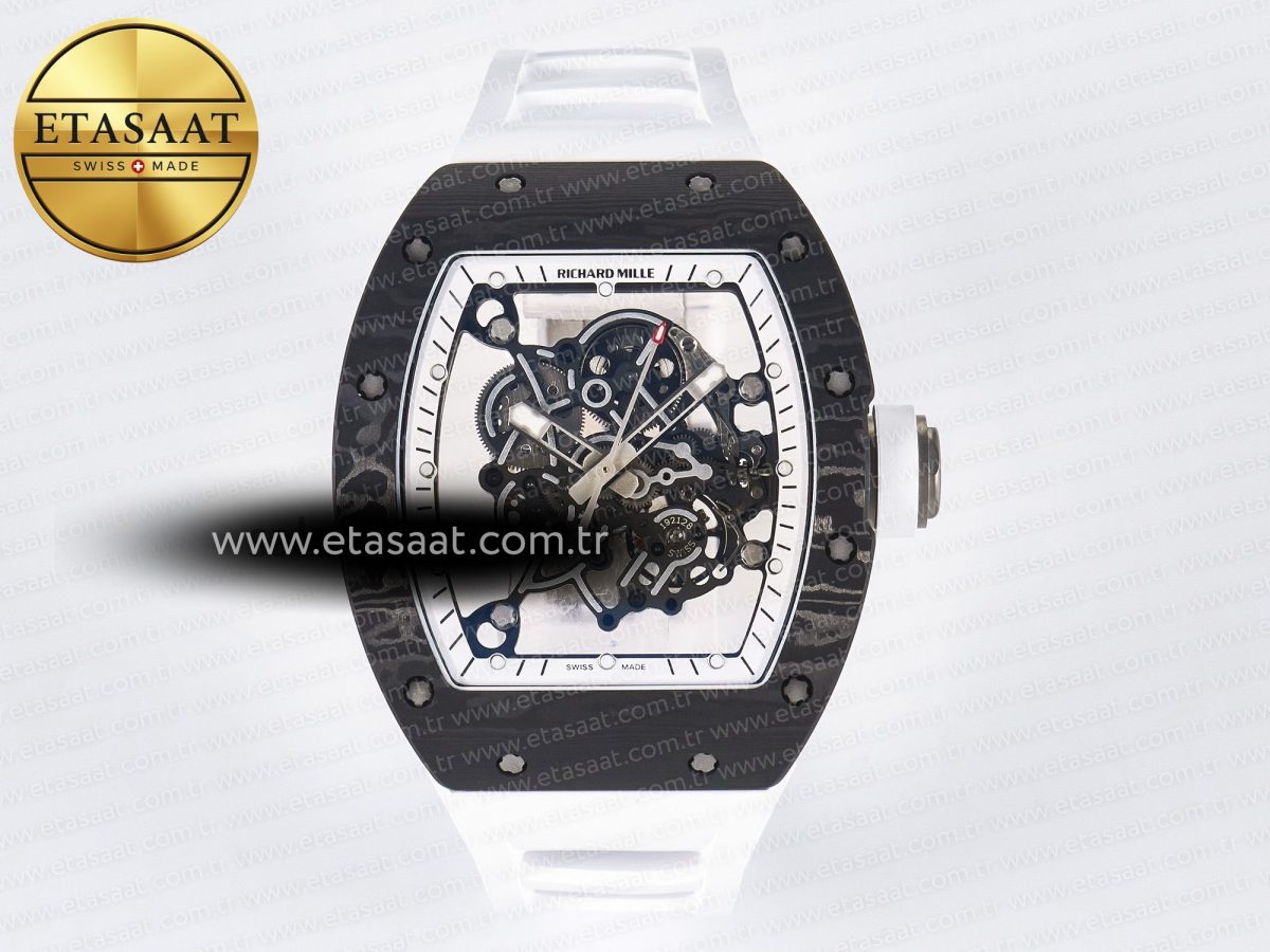 RM055 Ti/NTPT UOKF 1:1 Best Edition White/Black Inner Bezel White Crown on White Rubber Strap RMUL2 Super Clone - Görsel 3