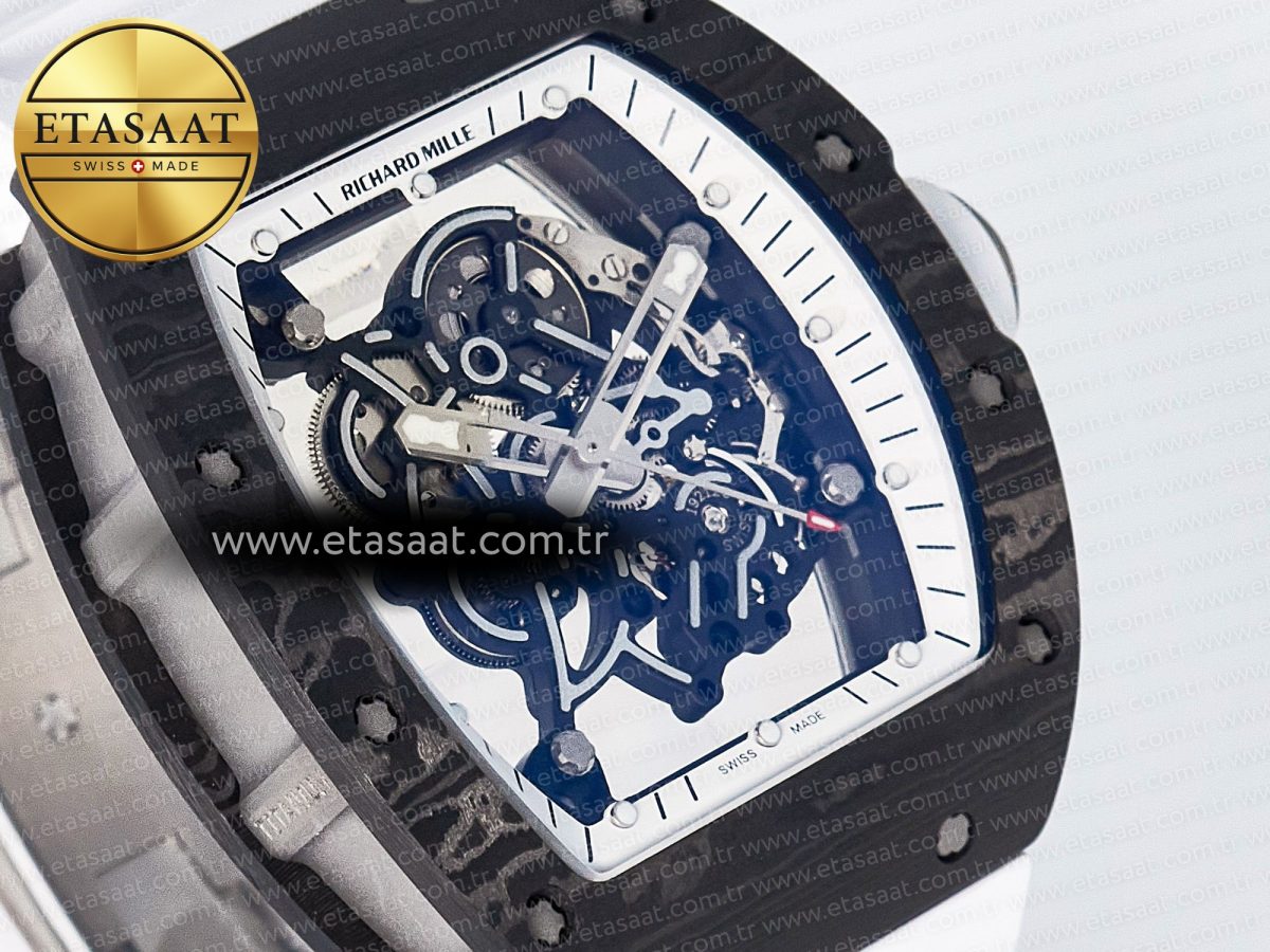RM055 Ti/NTPT UOKF 1:1 Best Edition White/Black Inner Bezel White Crown on White Rubber Strap RMUL2 Super Clone - Görsel 5