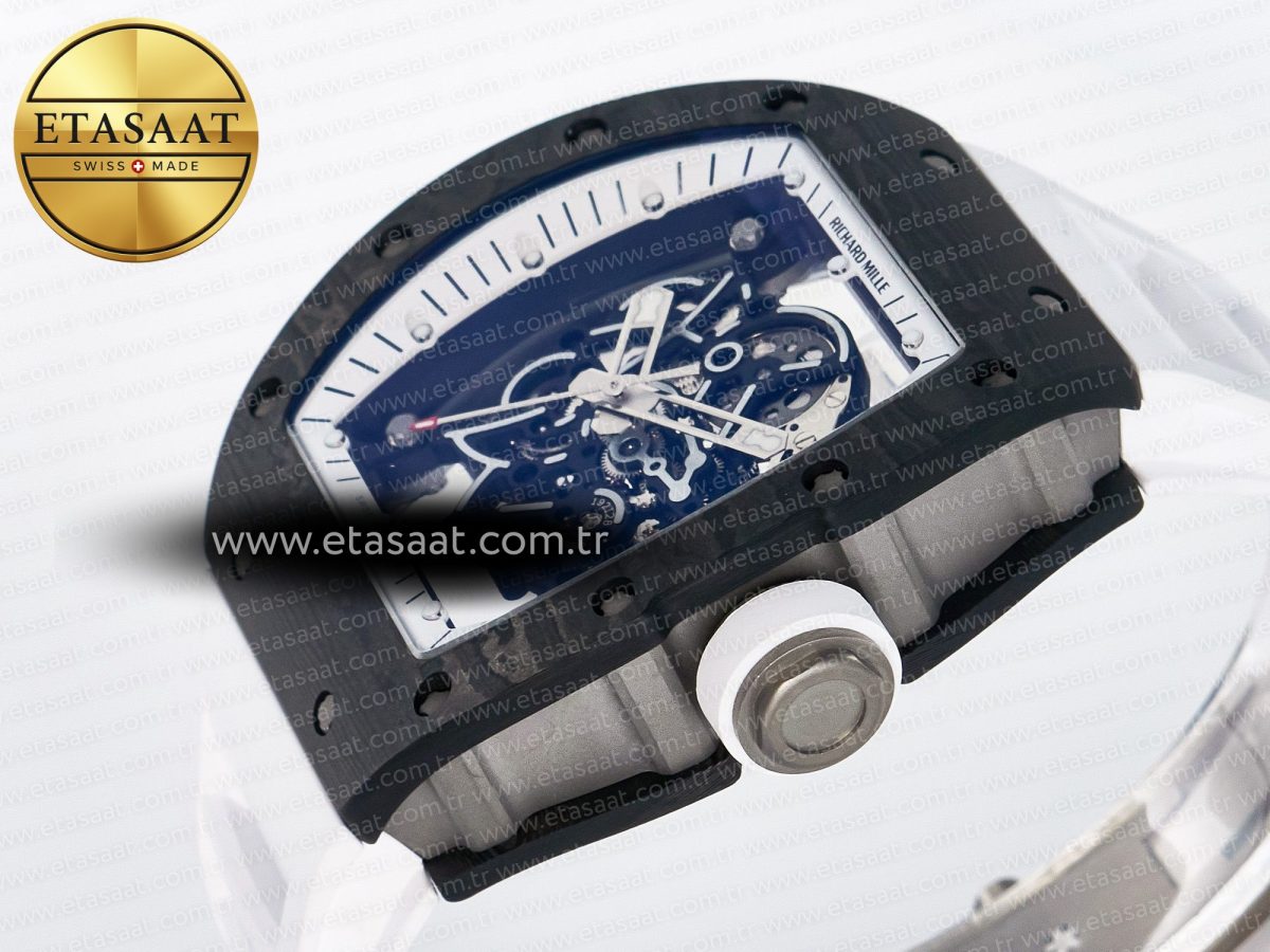 RM055 Ti/NTPT UOKF 1:1 Best Edition White/Black Inner Bezel White Crown on White Rubber Strap RMUL2 Super Clone - Görsel 6
