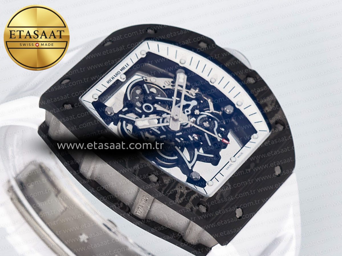 RM055 Ti/NTPT UOKF 1:1 Best Edition White/Black Inner Bezel White Crown on White Rubber Strap RMUL2 Super Clone - Görsel 7