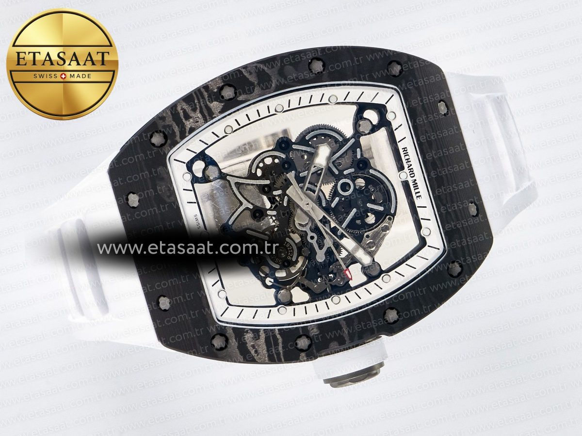 RM055 Ti/NTPT UOKF 1:1 Best Edition White/Black Inner Bezel White Crown on White Rubber Strap RMUL2 Super Clone - Görsel 8