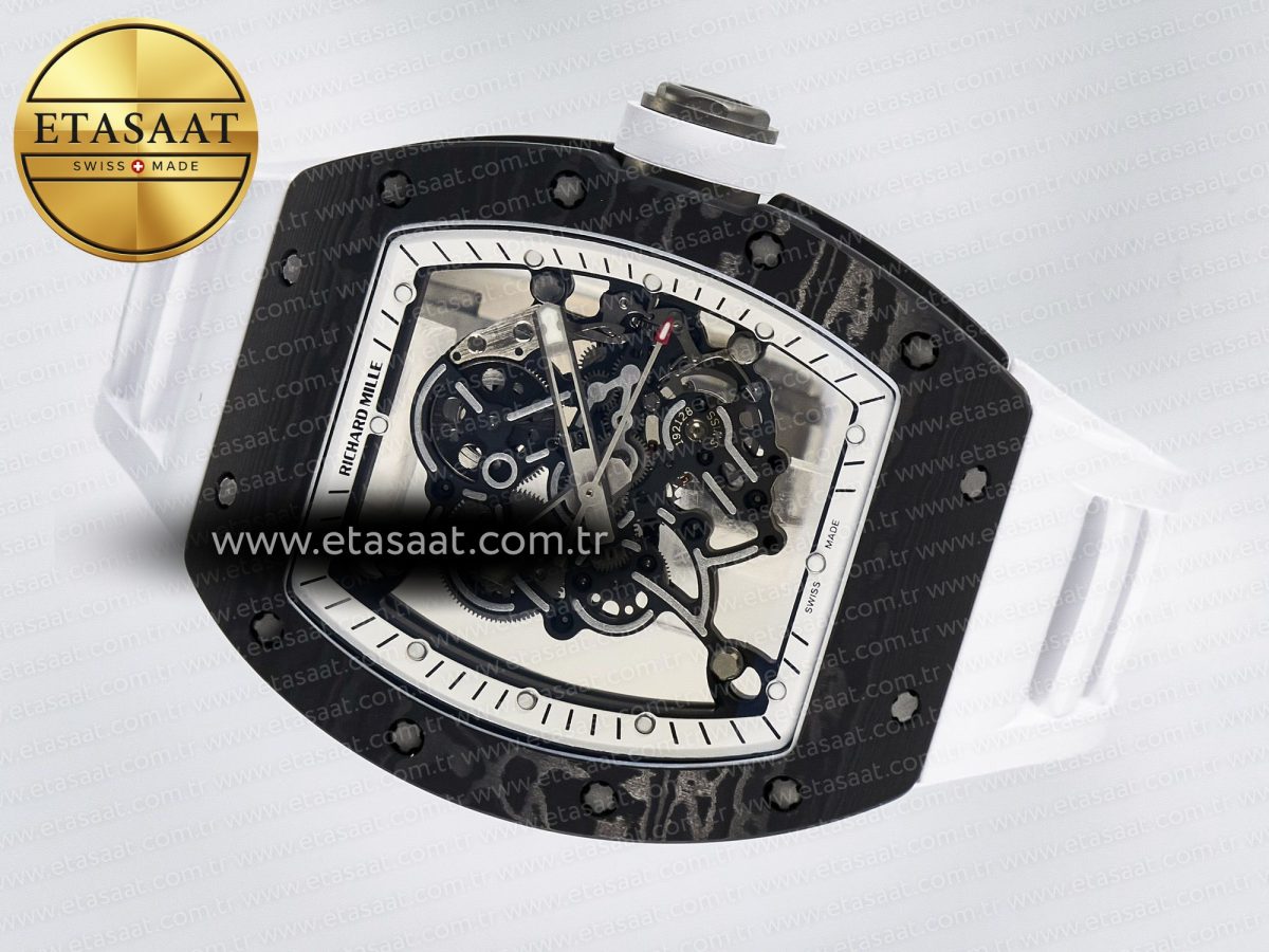 RM055 Ti/NTPT UOKF 1:1 Best Edition White/Black Inner Bezel White Crown on White Rubber Strap RMUL2 Super Clone - Görsel 9