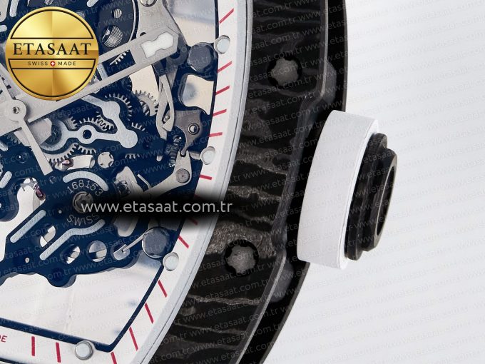 RM055 Ti/NTPT UOKF 1:1 Best Edition White/Red Inner Bezel White Crown on White Rubber Strap RMUL2 Super Clone - Görsel 11
