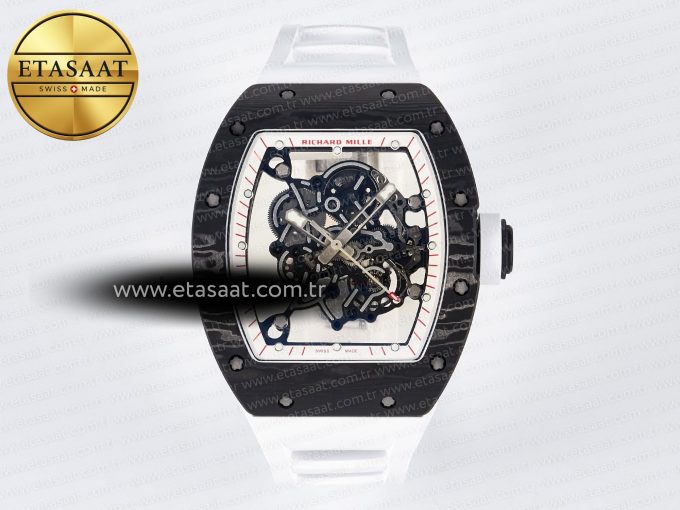 RM055 Ti/NTPT UOKF 1:1 Best Edition White/Red Inner Bezel White Crown on White Rubber Strap RMUL2 Super Clone - Görsel 3