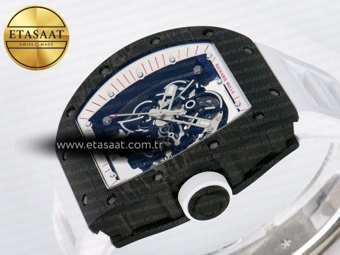 RM055 Ti/NTPT UOKF 1:1 Best Edition White/Red Inner Bezel White Crown on White Rubber Strap RMUL2 Super Clone - Görsel 6