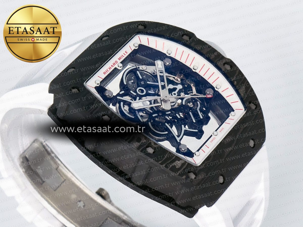 RM055 Ti/NTPT UOKF 1:1 Best Edition White/Red Inner Bezel White Crown on White Rubber Strap RMUL2 Super Clone - Görsel 7