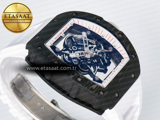 RM055 Ti/NTPT UOKF 1:1 Best Edition White/Red Inner Bezel White Crown on White Rubber Strap RMUL2 Super Clone - Görsel 7