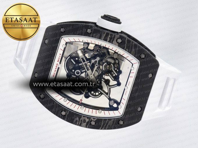 RM055 Ti/NTPT UOKF 1:1 Best Edition White/Red Inner Bezel White Crown on White Rubber Strap RMUL2 Super Clone - Görsel 9