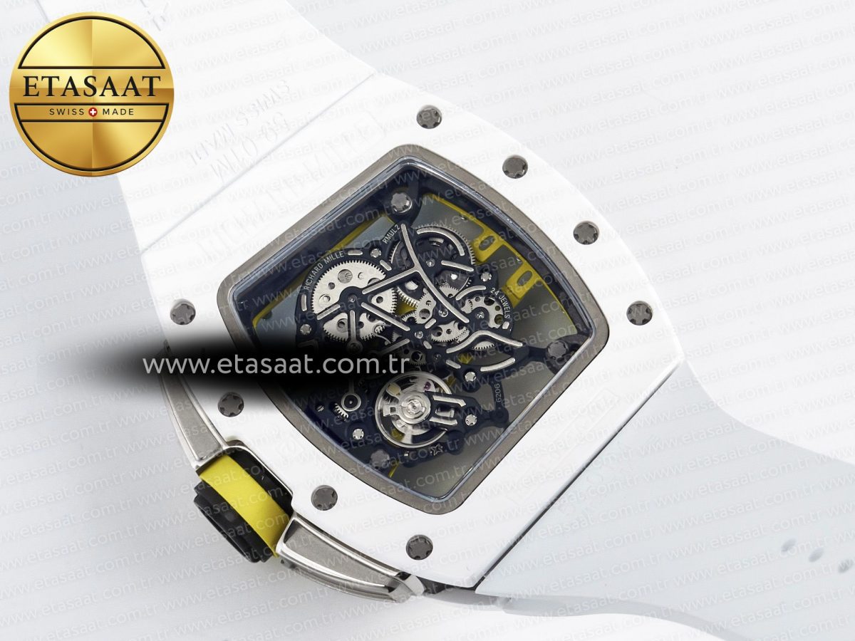RM061 White Ceramic ZF 1:1 Best Edition on White Rubber Strap RMUL2 Super Clone - Görsel 16