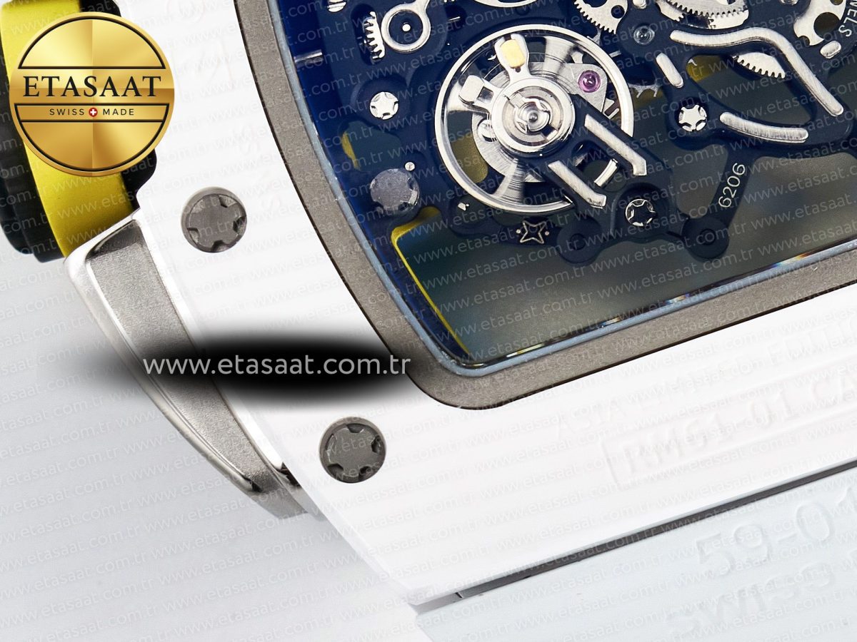 RM061 White Ceramic ZF 1:1 Best Edition on White Rubber Strap RMUL2 Super Clone - Görsel 18