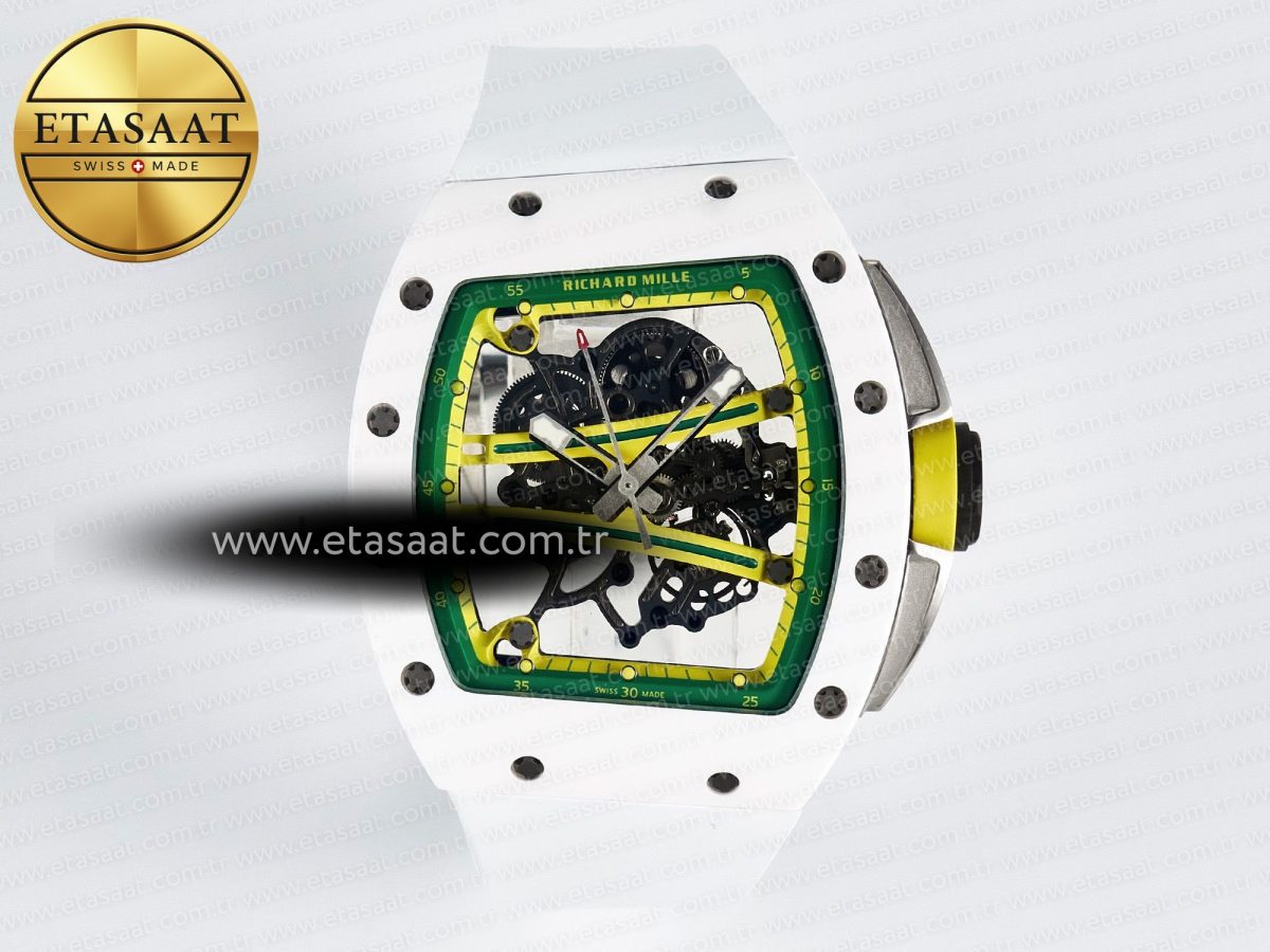 RM061 White Ceramic ZF 1:1 Best Edition on White Rubber Strap RMUL2 Super Clone - Görsel 3
