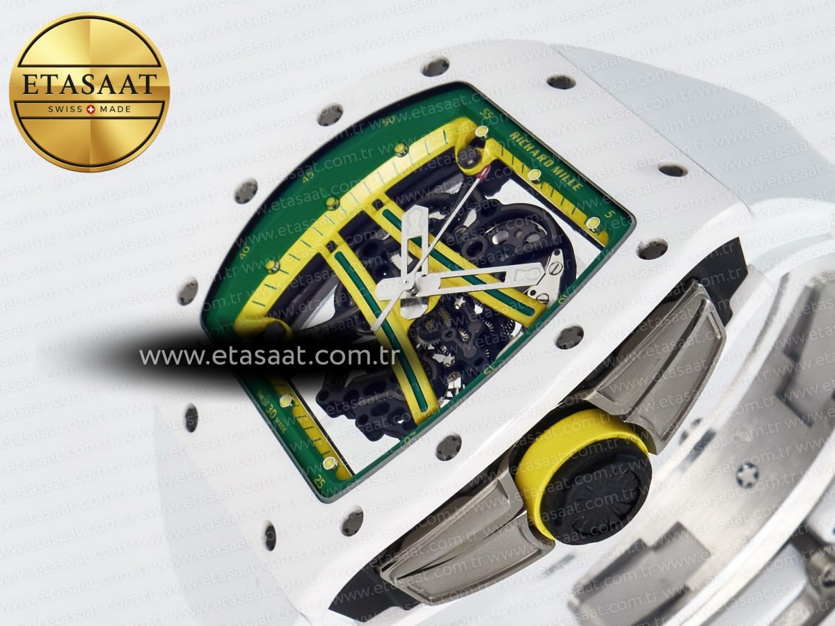 RM061 White Ceramic ZF 1:1 Best Edition on White Rubber Strap RMUL2 Super Clone - Görsel 6