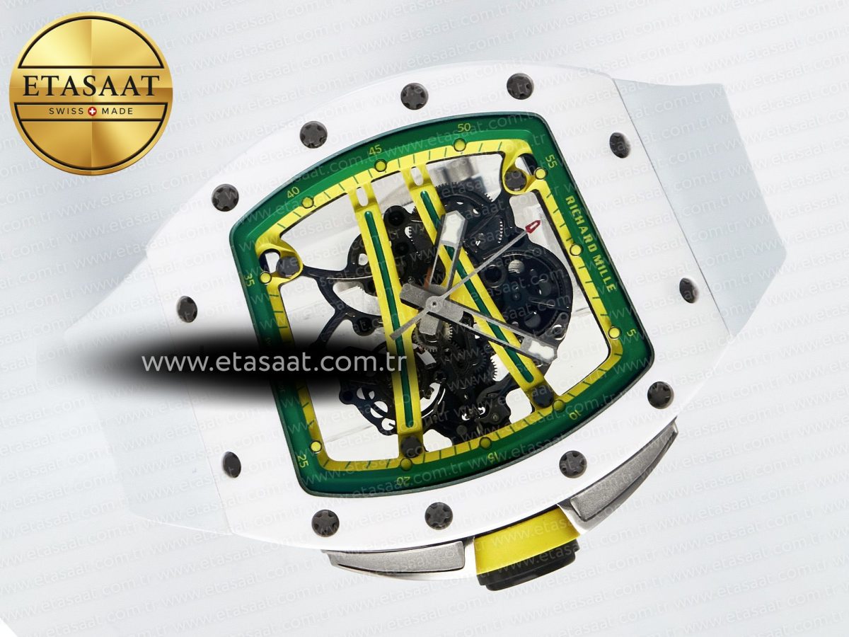 RM061 White Ceramic ZF 1:1 Best Edition on White Rubber Strap RMUL2 Super Clone - Görsel 8