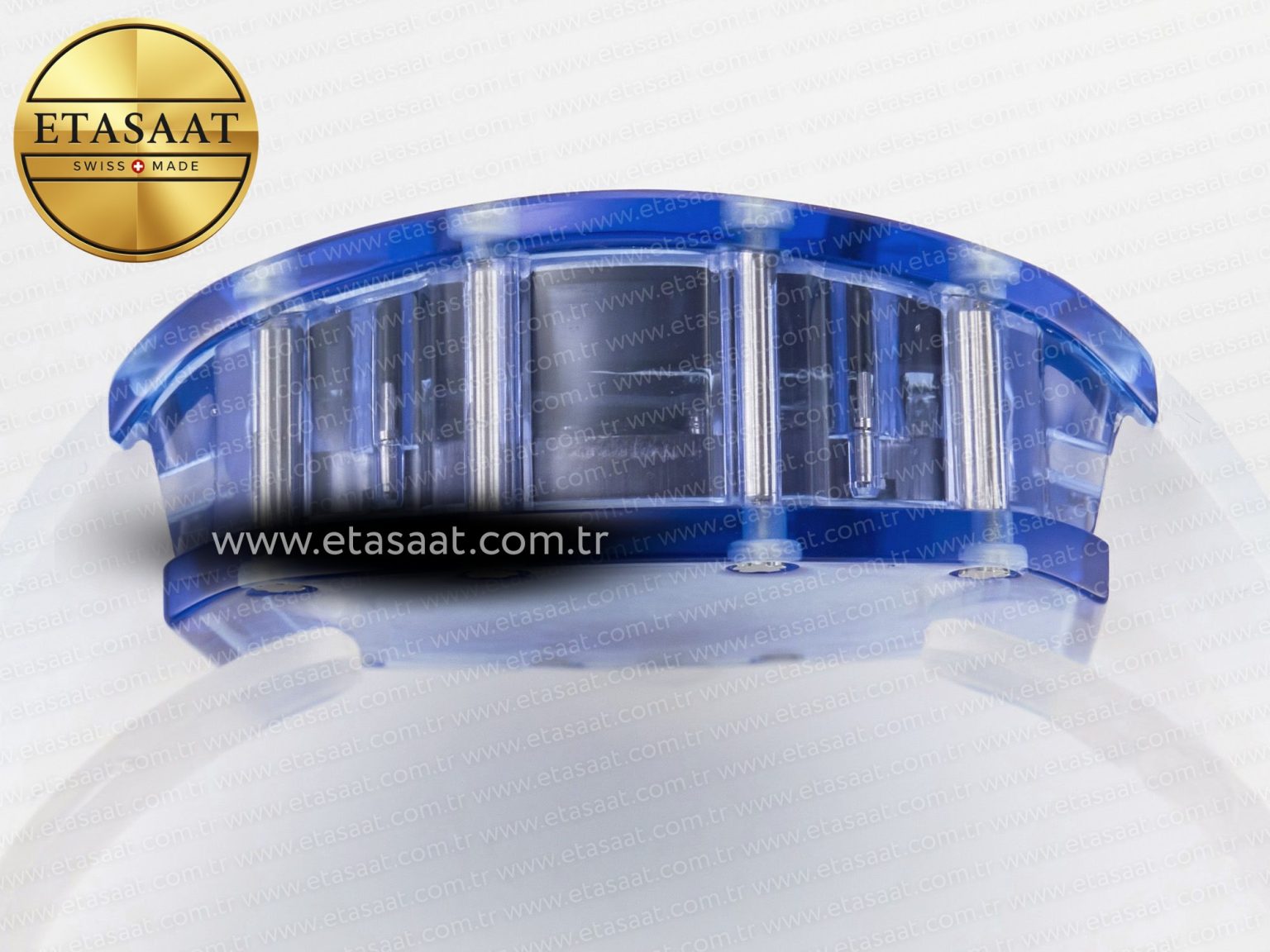 RM27-03 Blue Transparent Tourbillon MSF Best Edition Skull Dial on White Rubber Strap - Görsel 13