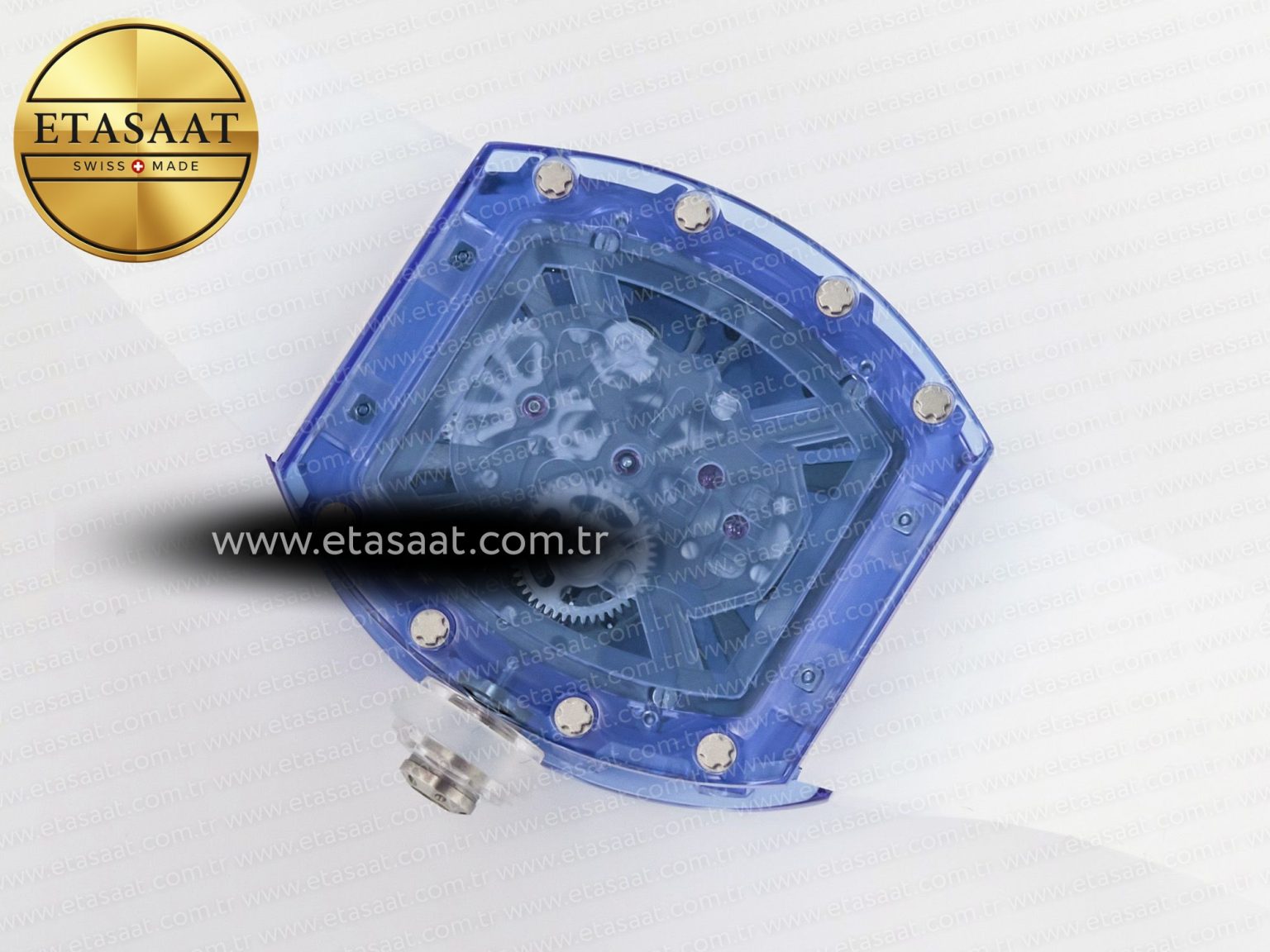 RM27-03 Blue Transparent Tourbillon MSF Best Edition Skull Dial on White Rubber Strap - Görsel 16