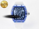 RM27-03 Blue Transparent Tourbillon MSF Best Edition Skull Dial on White Rubber Strap - Görsel 3