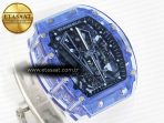 RM27-03 Blue Transparent Tourbillon MSF Best Edition Skull Dial on White Rubber Strap - Görsel 5
