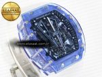 RM27-03 Blue Transparent Tourbillon MSF Best Edition Skull Dial on White Rubber Strap - Görsel 5