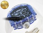RM27-03 Blue Transparent Tourbillon MSF Best Edition Skull Dial on White Rubber Strap - Görsel 6