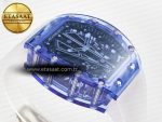 RM27-03 Blue Transparent Tourbillon MSF Best Edition Skull Dial on White Rubber Strap - Görsel 7