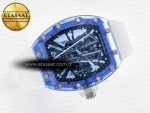 RM27-03 Blue Transparent Tourbillon MSF Best Edition Skull Dial on White Rubber Strap - Görsel 8