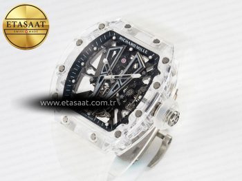 RM27-03 White Transparent Tourbillon MSF Best Edition Skull Dial on White Rubber Strap