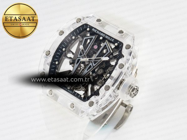 RM27-03 White Transparent Tourbillon MSF Best Edition Skull Dial on White Rubber Strap