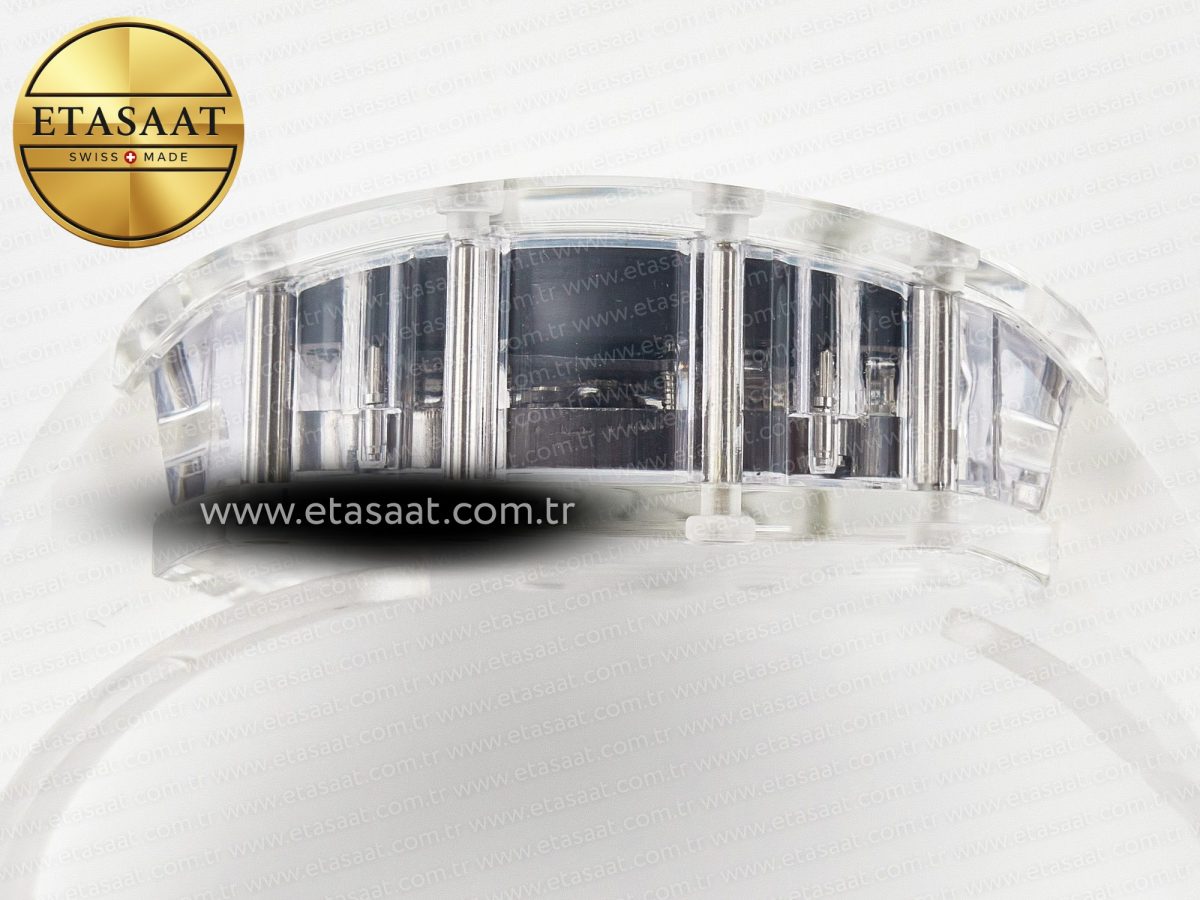 RM27-03 White Transparent Tourbillon MSF Best Edition Skull Dial on White Rubber Strap - Görsel 14