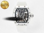 RM27-03 White Transparent Tourbillon MSF Best Edition Skull Dial on White Rubber Strap - Görsel 3
