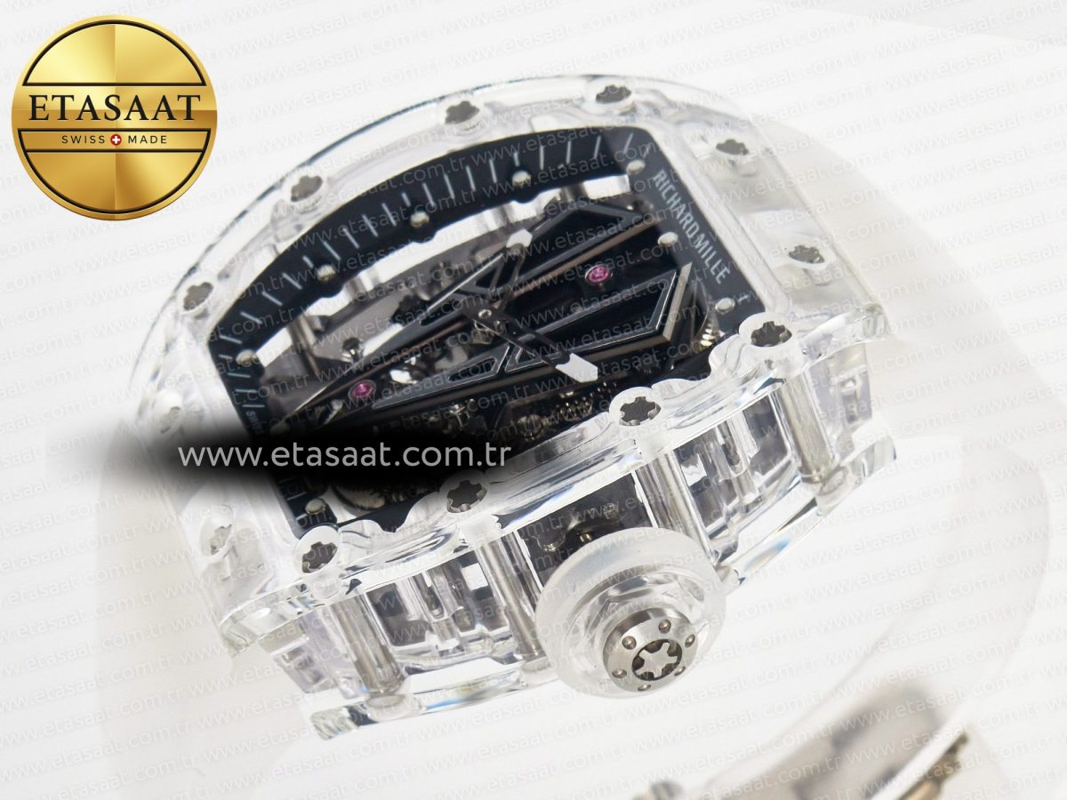 RM27-03 White Transparent Tourbillon MSF Best Edition Skull Dial on White Rubber Strap - Görsel 6