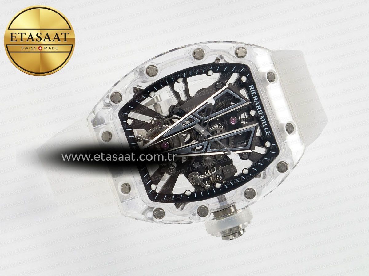 RM27-03 White Transparent Tourbillon MSF Best Edition Skull Dial on White Rubber Strap - Görsel 8