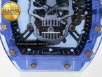 RM52-01 Blue Transparent Tourbillon MSF Best Edition Skull Dial on White Rubber Strap - Görsel 12