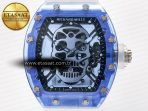 RM52-01 Blue Transparent Tourbillon MSF Best Edition Skull Dial on White Rubber Strap - Görsel 4
