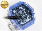 RM52-01 Blue Transparent Tourbillon MSF Best Edition Skull Dial on White Rubber Strap - Görsel 5