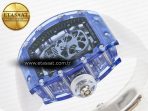 RM52-01 Blue Transparent Tourbillon MSF Best Edition Skull Dial on White Rubber Strap - Görsel 6