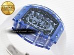 RM52-01 Blue Transparent Tourbillon MSF Best Edition Skull Dial on White Rubber Strap - Görsel 7