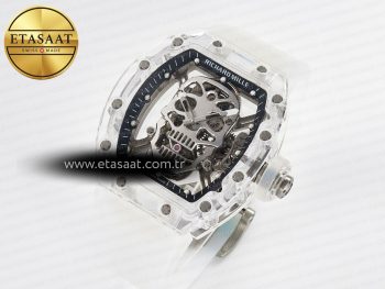 RM52-01 White Transparent Tourbillon MSF Best Edition Skull Dial on White Rubber Strap