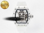 RM52-01 White Transparent Tourbillon MSF Best Edition Skull Dial on White Rubber Strap - Görsel 3