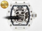 RM52-01 White Transparent Tourbillon MSF Best Edition Skull Dial on White Rubber Strap - Görsel 4