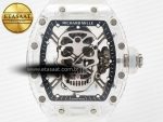 RM52-01 White Transparent Tourbillon MSF Best Edition Skull Dial on White Rubber Strap - Görsel 4