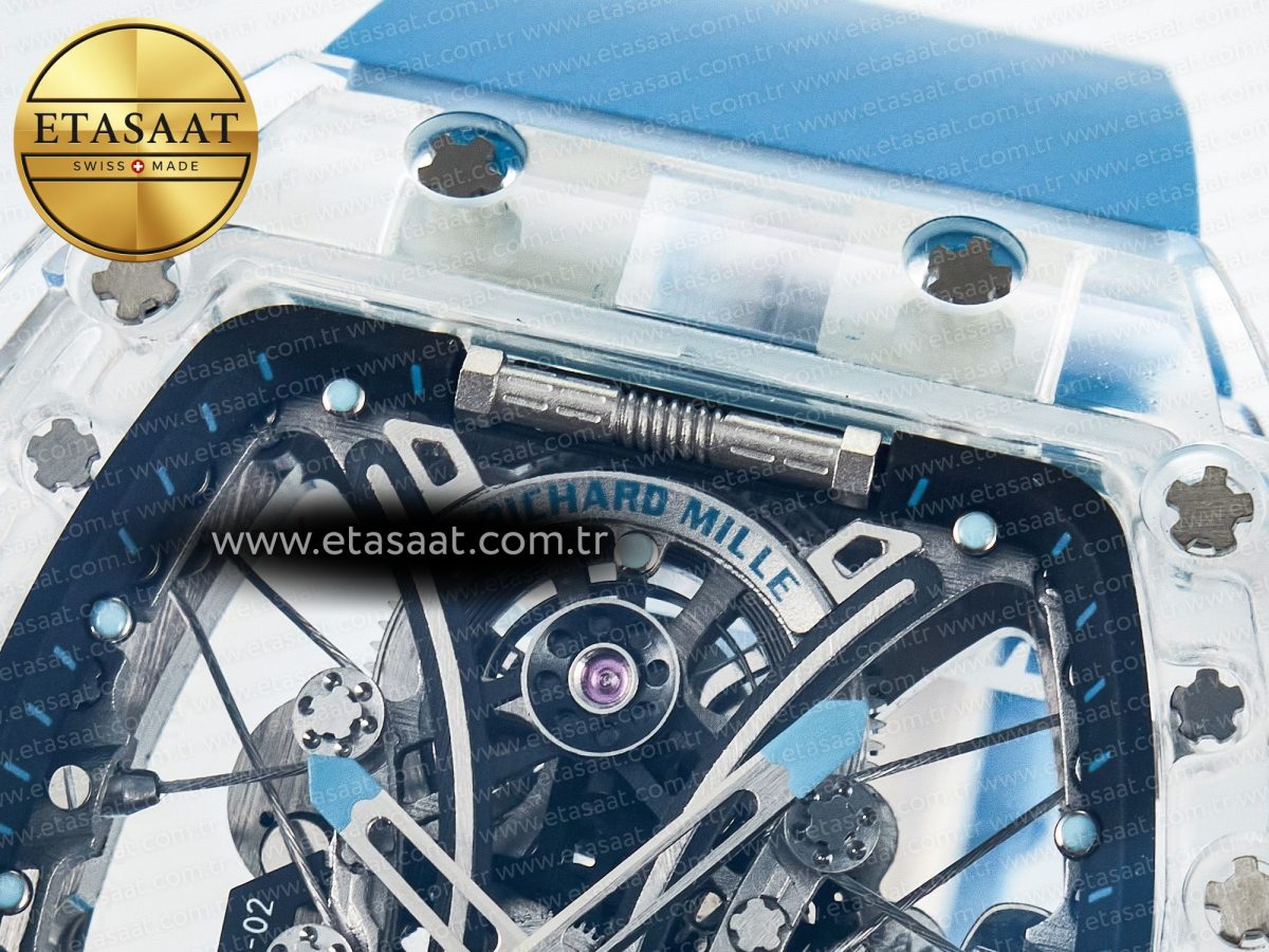 RM53-02 Transparent Tourbillon RMF Best Edition Skeleton Dial on Blue Rubber Strap - Görsel 10